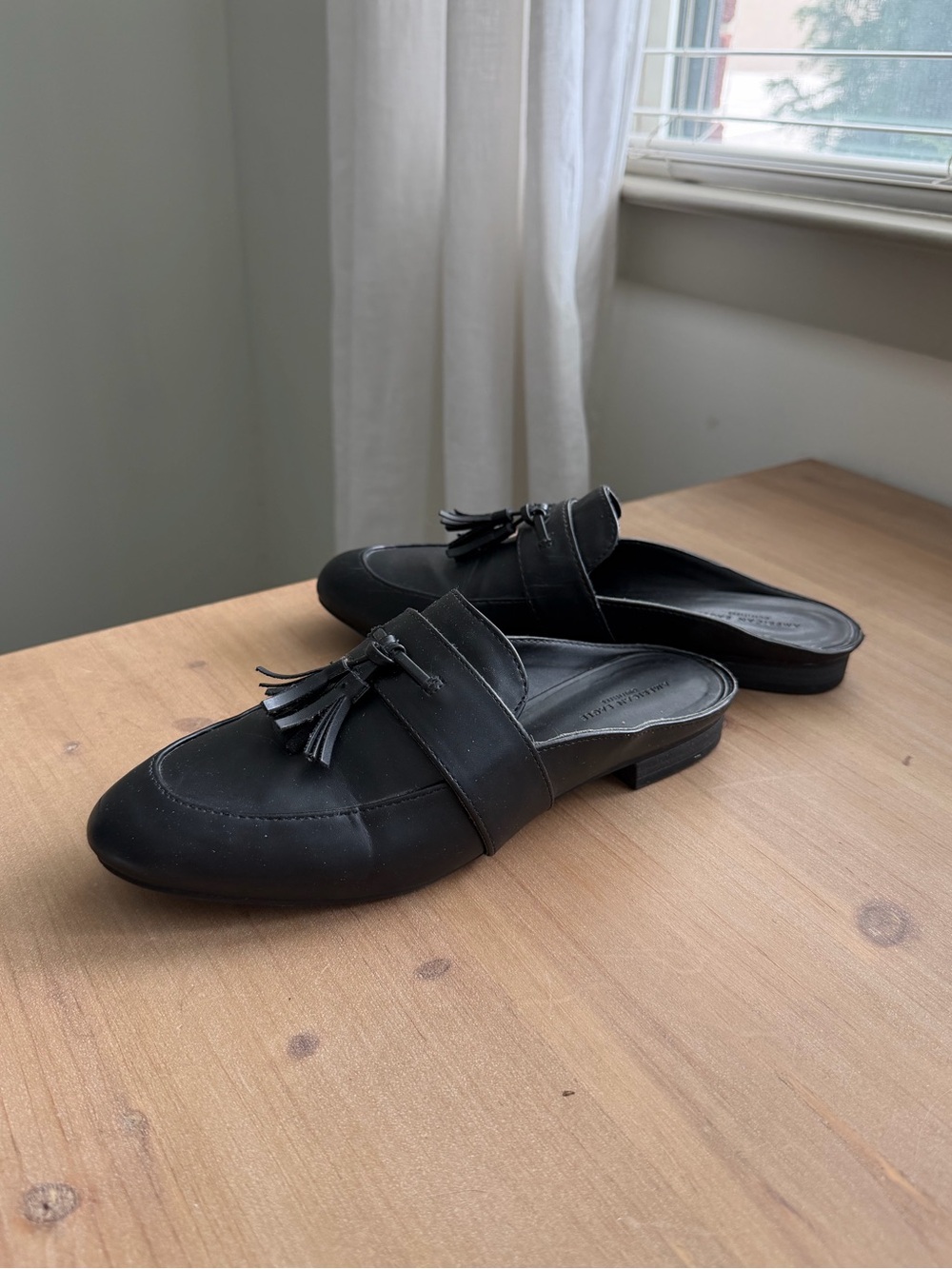 American Eagle Outfitters Black Tassel Slip-On Mules